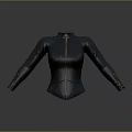 Black Fitted Bodysuit With Sleek Design Zipper Closure And Seam Details