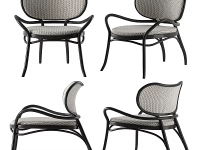 Modern Leisure Chair With Woven Seat Curved Metal Frame And Armrest Design 3d model