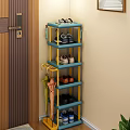 Space Saving Multi Tier Shoe Cabinet With Umbrella Hooks Organizing Shoes In Entryway