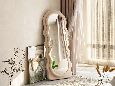 Wavy Framed Full Length Mirror In Modern Interior 3d model