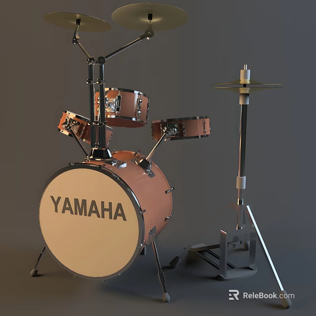YAMAHA Complete Professional Drum Set Entertainment Electronics With Cymbal Stand 3d model 