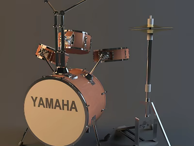 YAMAHA Complete Professional Drum Set Entertainment Electronics With Cymbal Stand 3d model