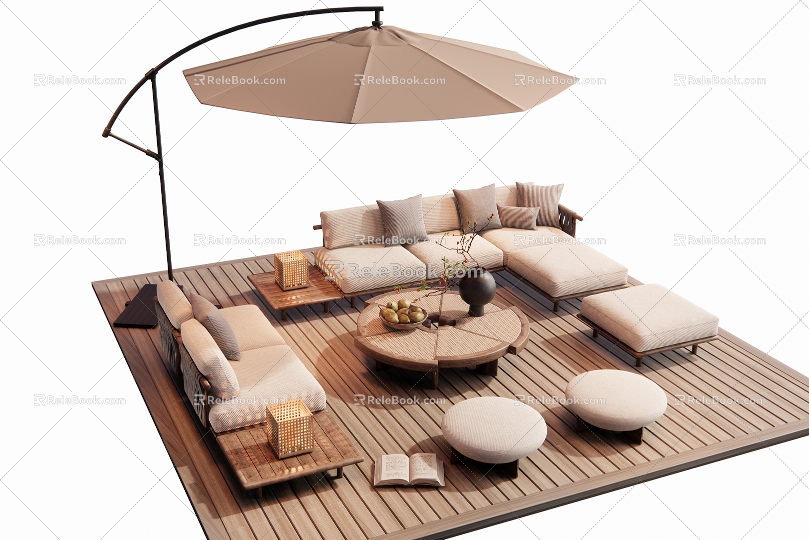 Modern Outdoor Sofa Sofa Coffee Table Combination Patio Sofa Leisure Sofa 3d model