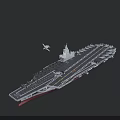 Large Aircraft Carrier Naval Ship with Fighter Jets on Flight Deck and Command Tower