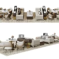 Modern Beige Sofa and Coffee Table Set With Area Rug and Accent Chairs