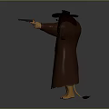 Lion Cowboy Character Holding Double Guns Wearing Long Coat And Western Hat