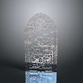 Transparent Arched Decorative Sculpture With Intricate Hollow Patterns And Black Base