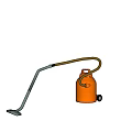 Modern Orange Vacuum Cleaner With Long Hose And Wheels For Home Cleaning
