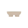Decorative Stone Plate With Beige Textured Design And Two Cylindrical Support Bases