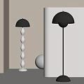 Modern Floor Lamps With White Spiral Base Black Lampshade Green Plants And Round Decor