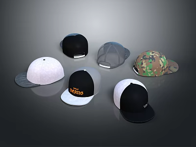Stylish Assorted Hats Featuring Camouflage Mesh And Printed Designs For Daily Use 3d model