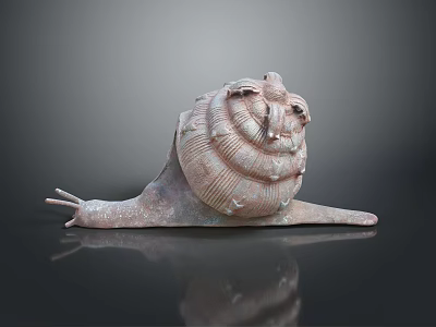 Snail Sculpture Displaying Textured Spiral Shell Long Body And Antennae 3d model