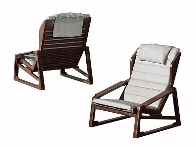 Modern Leisure Chair With Wooden Frame And Gray Cushion For Comfortable Seating 3d model