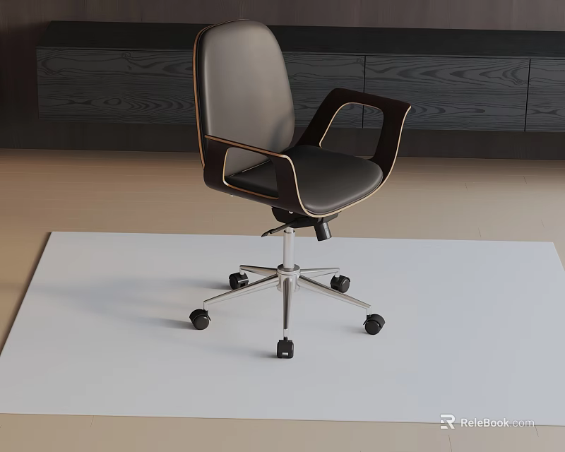 Modern Office Chair With Gray Leather Upholstery Ergonomic Arms And Swivel Base 3d model 