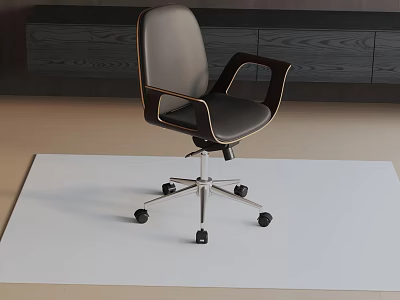 Modern Office Chair With Gray Leather Upholstery Ergonomic Arms And Swivel Base 3d model