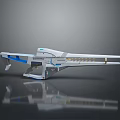 Futuristic Sci Fi Weapon White Blue And Gold Modern Sleek Structure With Barrel And Grip 3d model