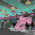 Cartoon Military Base Interior With Armored Vehicle Sandbags Metal Ceiling And Ventilation Fans