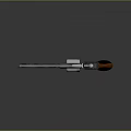 Vintage Revolver with Metallic Body and Wooden Grip with Orange Trim on Gray Background