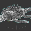 Prehistoric Aquatic Animal With Spiked Back Long Tail Flipper Limbs And Open Mouth