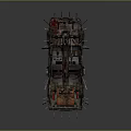 Rusty Modified Utility Vehicle With Spikes And Rear Tire For Off Road Use