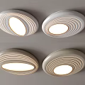Four Modern Circular Ceiling Lights with Ring Design Illuminated for Home Interior 3d model