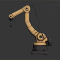 Golden Robotic Arm With Multiple Joints And Black Base Connecting Cable