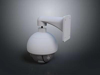 White Dome Shaped Computer Security Camera Wall Mounted HD Surveillance System 3d model