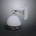 White Dome Shaped Computer Security Camera Wall Mounted HD Surveillance System 3d model
