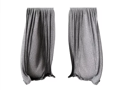 Pair of Gray Soft Fabric Curtains for Modern Window Treatment and Home Decor 3d model