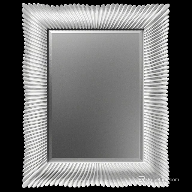 Modern Decorative Mirror With Silver Wavy Texture Frame For Home Decor 3d model 