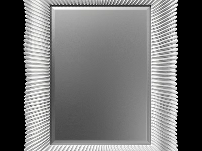 Modern Decorative Mirror With Silver Wavy Texture Frame For Home Decor 3d model