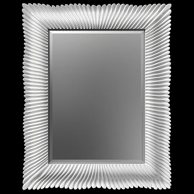 Modern Decorative Mirror With Silver Wavy Texture Frame For Home Decor 3d model