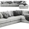Grey Sectional Sofa With Multiple Decorative Pillows And Cozy Blanket 3d model