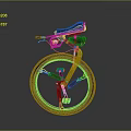 Unique Yellow Mountain Bike Featuring Black Seat Large Wheel And Red Components