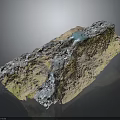 Detailed Terrain Model Featuring Mountainous Landscape Flowing River And Green Vegetation