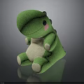 Cute Green Dinosaur Plush Toy With Smiling Face Pink Cheeks And White Belly