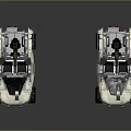 Two White Off-Road Vehicles With Open Design And Mounted Weapons On Top And Large Tires