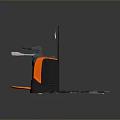 Orange Electric Pallet Truck With Control Handle Standing Platform And Fork Frame