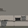Polliform Modern Beige Sectional Sofa With Decorative Pillows And Throw Blanket 3d model