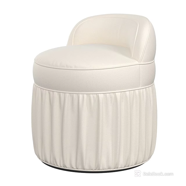 Elegant White Single Sofa With Comfortable Pleated Skirt Upholstered Design 3d model