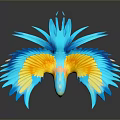 Vibrant Blue And Orange Parrot Spreading Wings Flying In Studio With Gray Background 3D Render