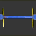 Blue Car Lift With Two Columns And Yellow Support Arms For Vehicle Maintenance