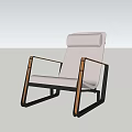 Modern Minimalist Single Seater Sofa With Light Fabric And Metal Frame Design