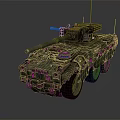 Military Armored Vehicle With Cannon Antennas Camouflage And Six Wheels