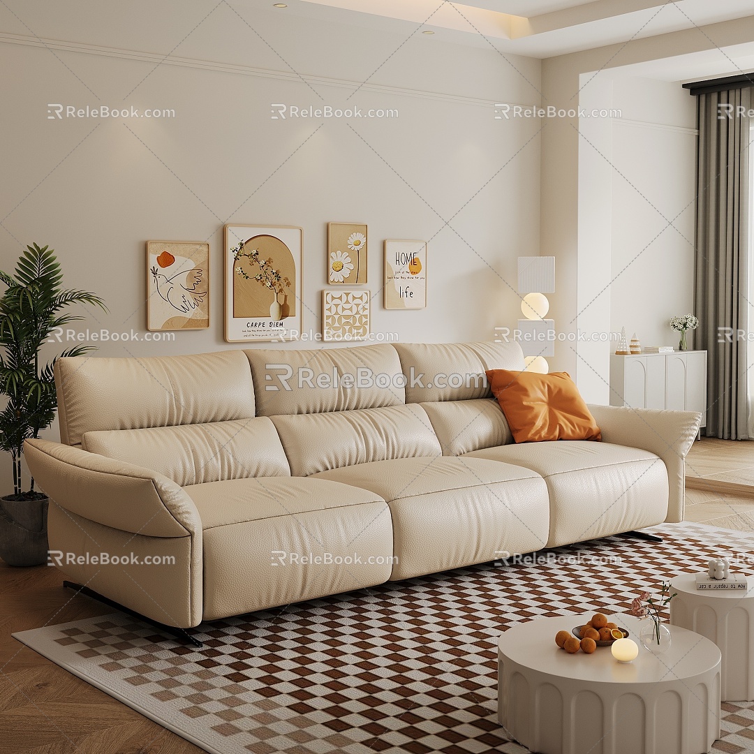 Three-person multi-function sofa 3d model