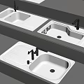 White Washbasins with Silver Faucets on Grey Countertops Modern Design