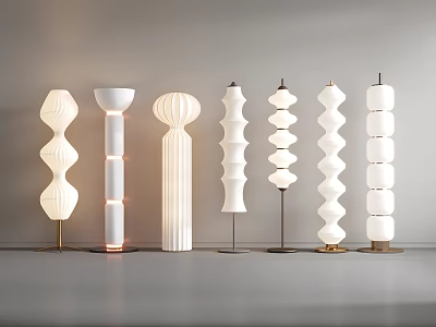 Modern Floor Lamps With Unique Sculptural Shapes And Soft White Lighting 3d model