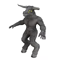 Minotaur Like Creature Character With Gray Skin Horns And Muscular Build