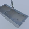 Stainless Steel Double Bowl Kitchen Sink With Modern Faucet For Home Kitchen Use