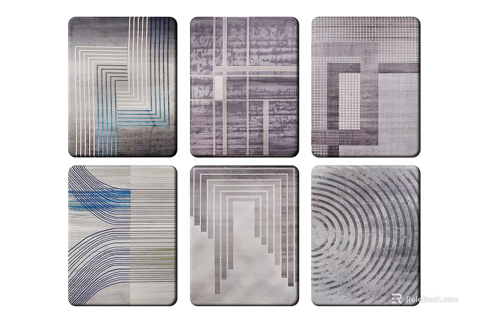 Square Rugs With Modern Geometric Patterns In Neutral Tones For Home Decor 3d model 